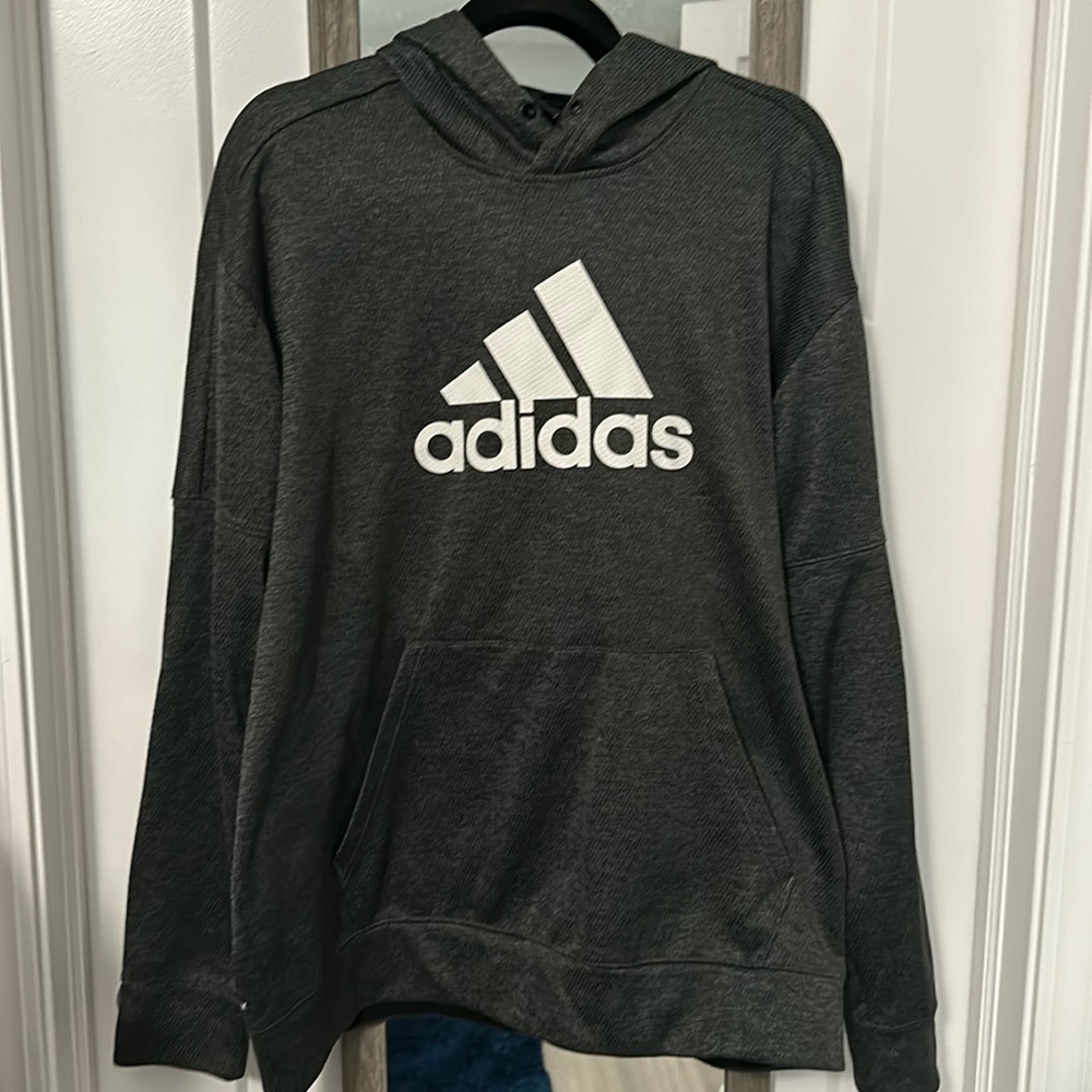 Adidas gray white and black hoodie size XL!